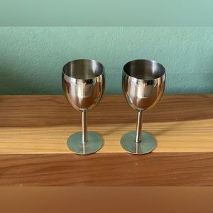 Stainless Steel Stylish Goblet Wine Glass 5.75”  Set Of 2